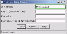 7. Click OK in the Info: Network Time Server window. 8.