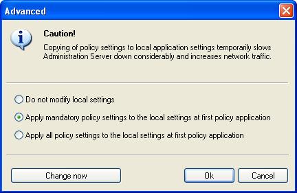 Remote Policy management 55 Figure 14. Configuring Policy Application Local parameters will update automatically based on the option selected when a policy is first applied to a client, i. e.