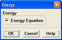 2. Enable heat transfer by enabling the energy equation. Define Models Energy... 3.