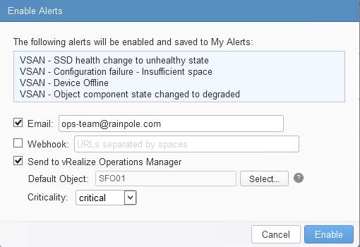 6. In the Alerts dialog box, set the Raise an alert option for each enabled alert. a. Click Edit button on the first enabled Storage Resources alert.