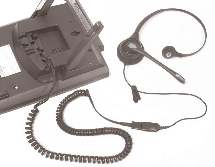 To install an optional corded headset: 1. Plug the headset cord into the headset jack on the bottom of the telephone. 2.