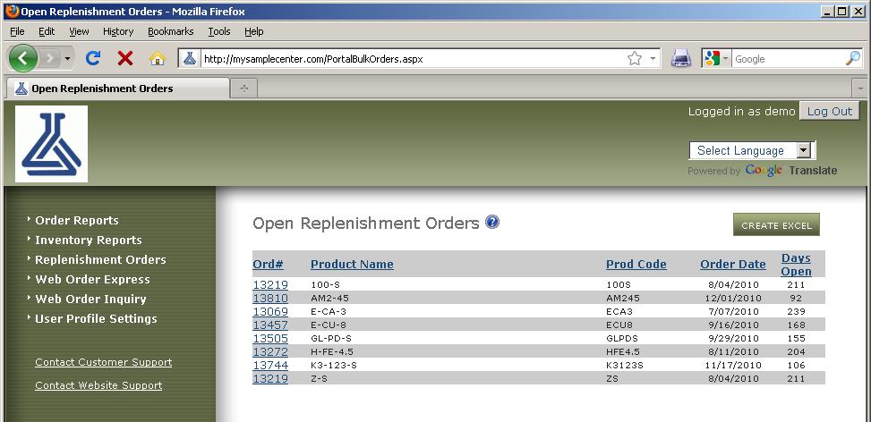 Replenishment Orders page This page displays all the OPEN replenishment (restock) orders