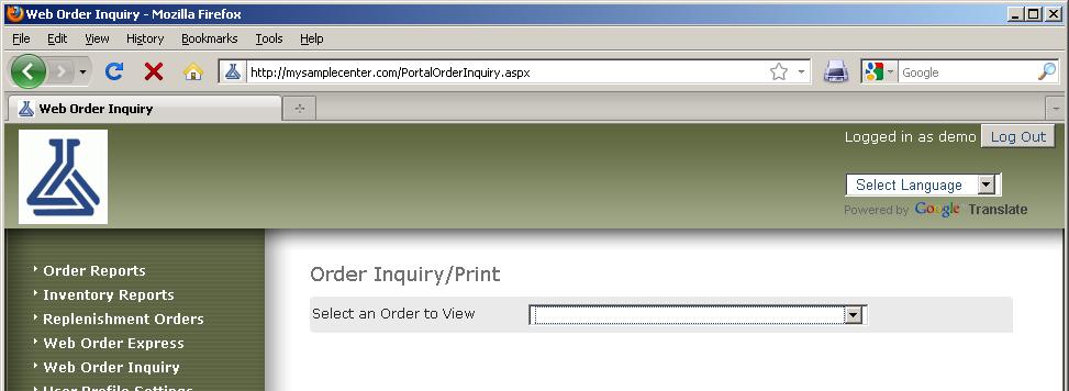 Web Order Inquiry page This module includes a simple quick-view pick list of all the orders that the currently logged on user has placed on the Web Order Express module.