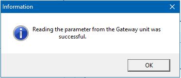 Ignore the text; it should say Read the parameters from the Gateway unit? 3.1.6.