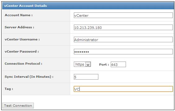 Installation and configuration Register a VMware vcenter account 2 3 From the Choose Connector drop-down list on the Description page, select VMware vsphere, then click OK.