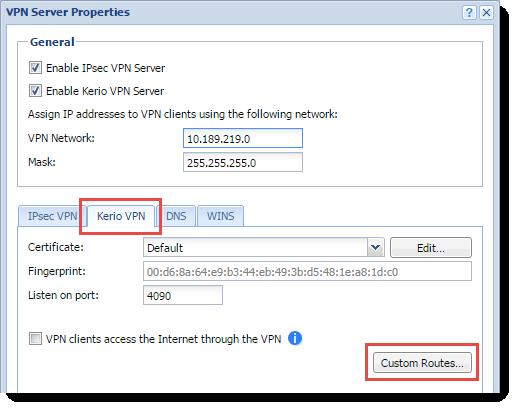 5. In the Custom Routes dialog box, add LAN 3 and VPN 3. 6. Click OKtwice.