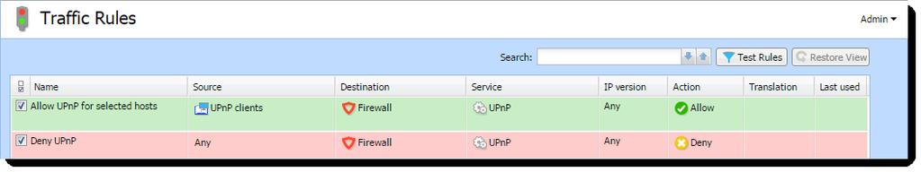 Configuring the UPnP support 1. In the administration interface, go to Security Settings > Zero-configuration Networking 2. Click Enable UPnP service. 3.