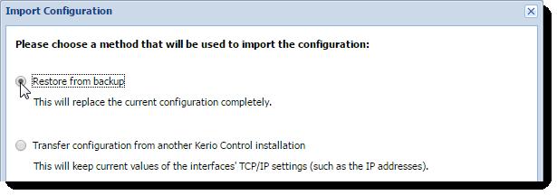 6. Click Next. 7. Kerio Control pairs the imported network interfaces with the real interfaces on the appliance. To change the result: a. Double-click the interface you want to change.