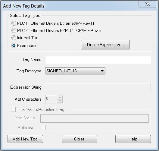Expressions can be assigned to be displayed by indicators and can also use internal HMI tags as well. To create an expression follow the directions below: 1. Go to Setup > Tag Database.