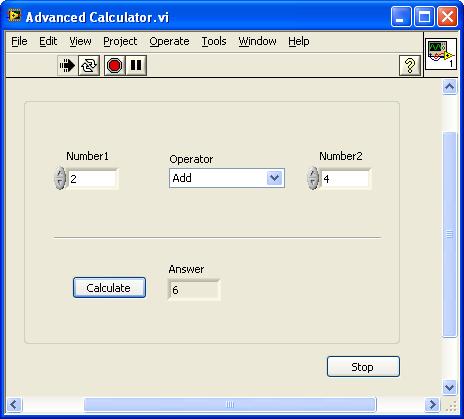 14 Task 3: Advanced Calculator Note! LabVIEW have different layout for Controls and Indicators ( Silver, Modern, System and Classic ).
