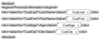 Forms and Pages Use <fieldset> and <legend> tags to group related fields Onscreen elements which naturally belong together should be co-located and identified in some way as belonging together.