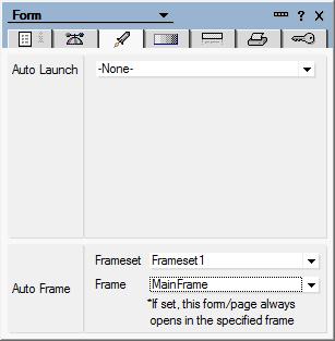 Navigation Launch documents in context using Auto Frame If you are using a frameset, you may want a document always to open inside a frame within the frameset.