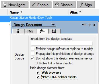 Agents You can hide an agent with Design Document Properties.