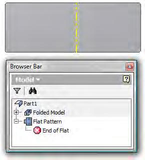9. Click Sheet Metal tab > Flat Pattern panel > Create Flat Pattern.