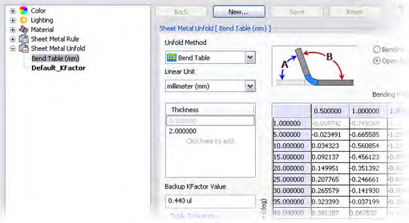 Manage Bend Tables You use bend tables to determine a flat pattern definition from your 3D folded model.