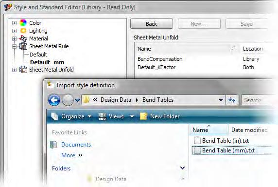 Navigate to the folder where your bend deduction values are stored and select the text file.