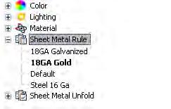 Note: If you did not create Sheet_Metal_Rules2.ipt, open Sheet_Metal_Rules_Gold.ipt. 13. Observe the local styles: Activate the Style and Standard Editor.