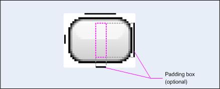 Bottom and right borders show what part of the image will respond to padding values. The 9-patch drawable can be drawn in any image editor, but.9.png must be appended to the file name so as to parse it as 9-patch.