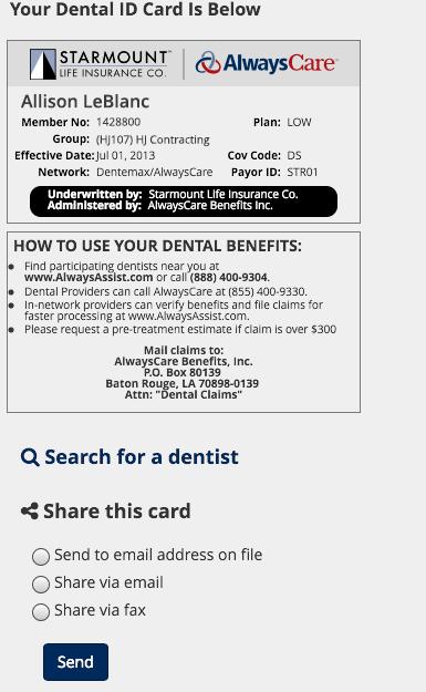 ID Cards Members can access their dental and/or vision ID cards by