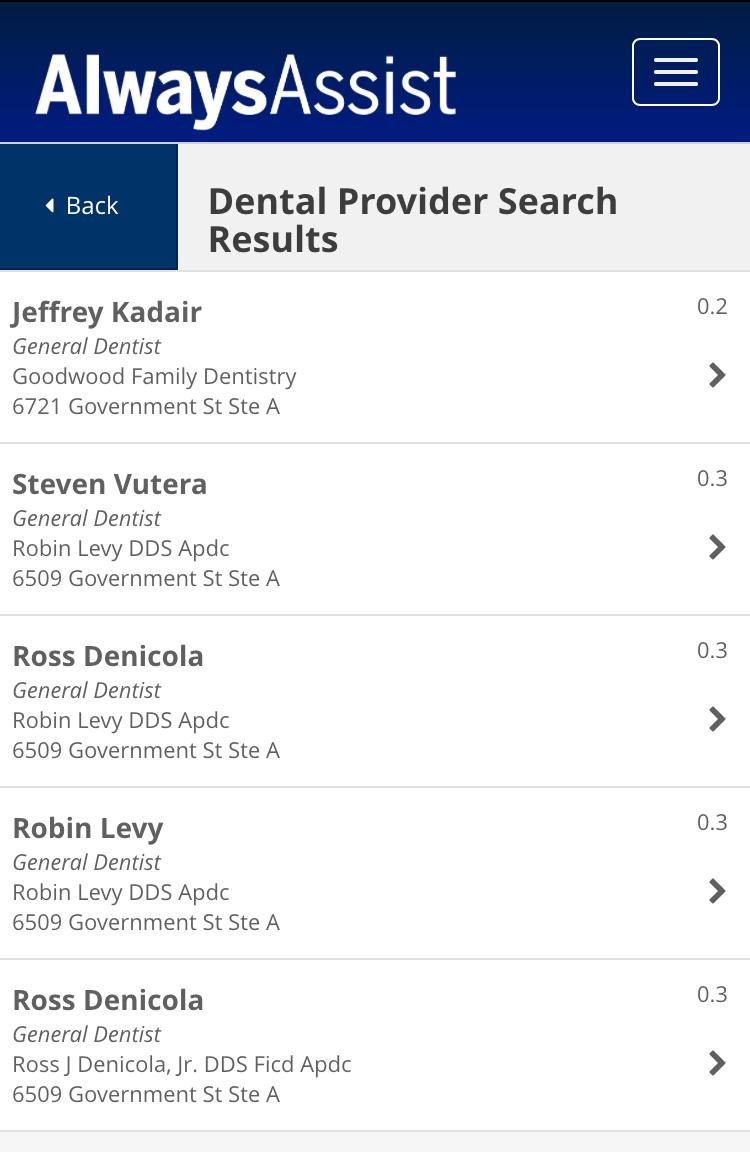 In the search results, tap a provider listing to instantly generate a map.