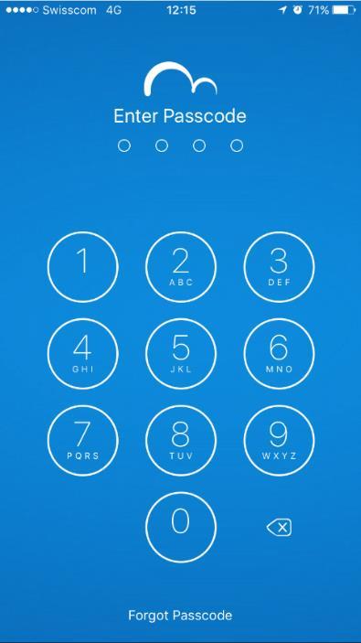 3. Enter a 4-digit PIN code. 4. Re-enter the same code to confirm it. The passcode is set.