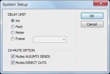 Using M-480 RCS System settings 1 From the Setup menu, choose System Setup... fig.scrlcrsetup.eps The System Setup dialog box will appear. 2 Select the desired items, and then click OK.