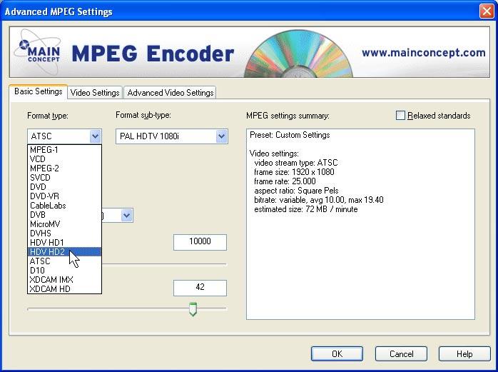 The MPEG Rendering Settings... button opens the Advanced MPEG Settings dialog box. Here you can specify the render behaviour of the Timeline while editing your project.