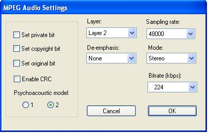 The Advanced Audio Settings As already mentioned before, you have three different audio types which can be selected in the drop-down menu under Audio: MPEG, PCM and AAC.