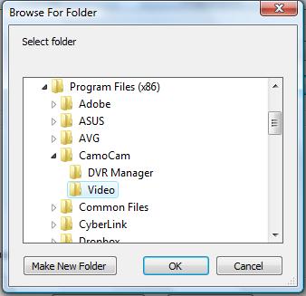 Select a directory Click OK The Autoscan feature will automatically scan any memory card that you insert into the drive specified in the Input folder and will display any found video files in the