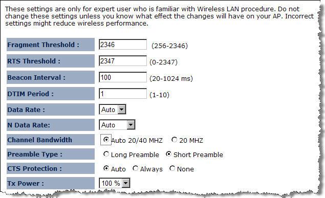 Enabled SSID#: The device allows you to add up to 4 unique SSID ESSID#: Description of each configured SSID Auto Channel: To enable/disable devices auto-detect channel used Check Channel Time