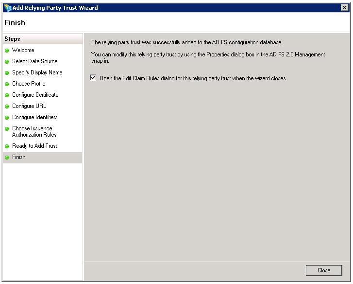 16. Click Close. The Edit Claim Rules for Informatica dialog box appears. 17. Click Add Rule.