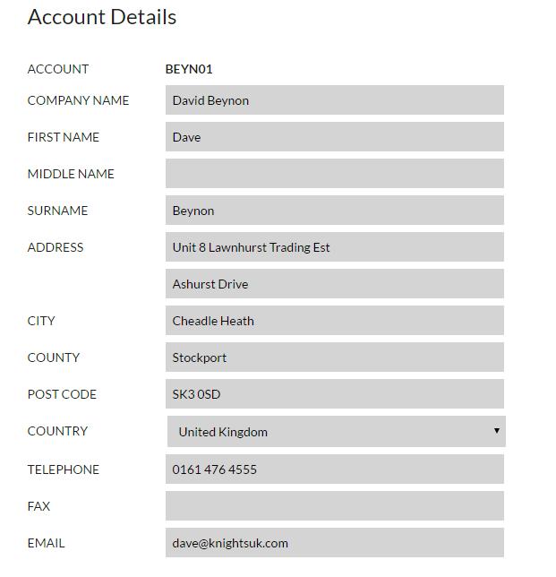 ACCOUNT DETAILS Use this to edit your account details, this is where you can