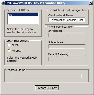 When you open the Dell PowerVault USB Key Preparation Utility, it should look like this: 9.