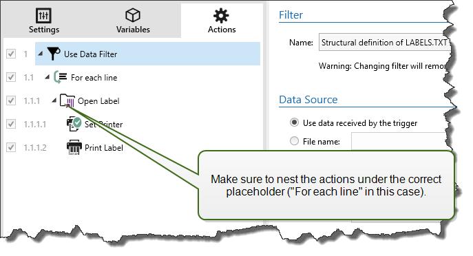 With auto-mapping enabled, the Use Data Filter action will extract values and automatically map them to the variables of the same names as field names.