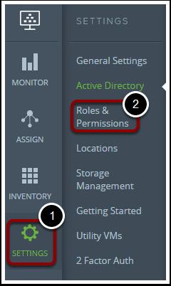 Roles and Permissions Role-based access lets you control who has access to the management console. To assign or modify membership to these roles perform the following task. 1. Click Settings 2.