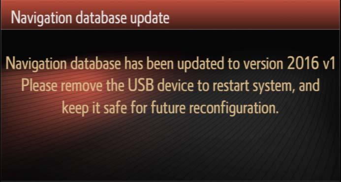 Remove the USB key to start using the reconfigured map.