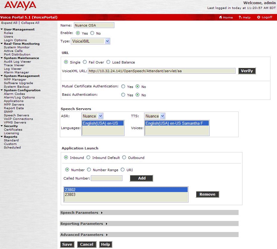 4.6. Add an Application On the Applications page, add a Voice Portal application.