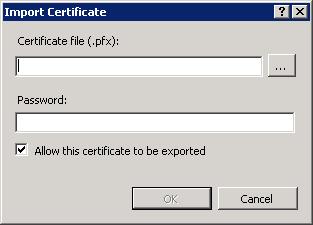 Certificate screen opens. Click Browse button.