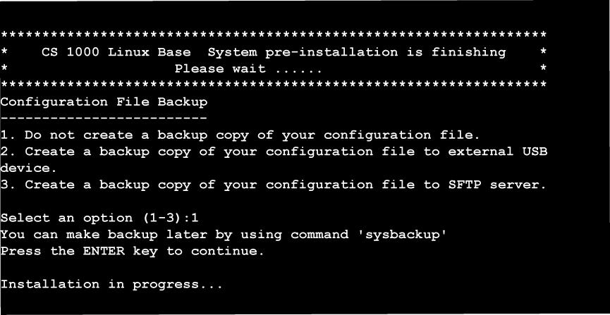 42 Install Nortel Linux base Figure 33 Configuration File Backup window Note: After you back up the