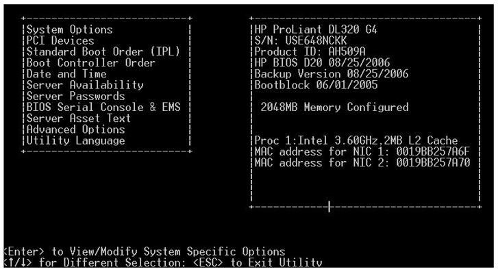 IBM x306m server 97 Figure 85 HP DL320 G4 server RBSU menu 3 Select the Server Passwords option and press Enter. 4 Select the Set Admin Password option and press Enter.