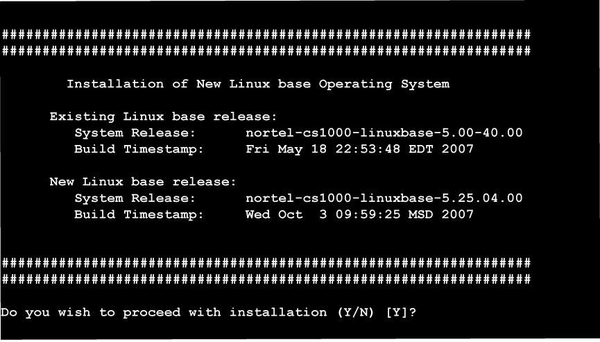 112 CS 1000 on Linux base Figure 105 Installation of new Linux base operating system 5 Type cd/tmp/ and press Enter to change the path to the tmp directory.