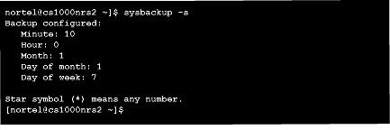 118 CS 1000 on Linux base Figure 109 Backup Scheduler 2 Figure 110 sysrestore command Note: The CLI command sysbackup can be used to make a system backup.
