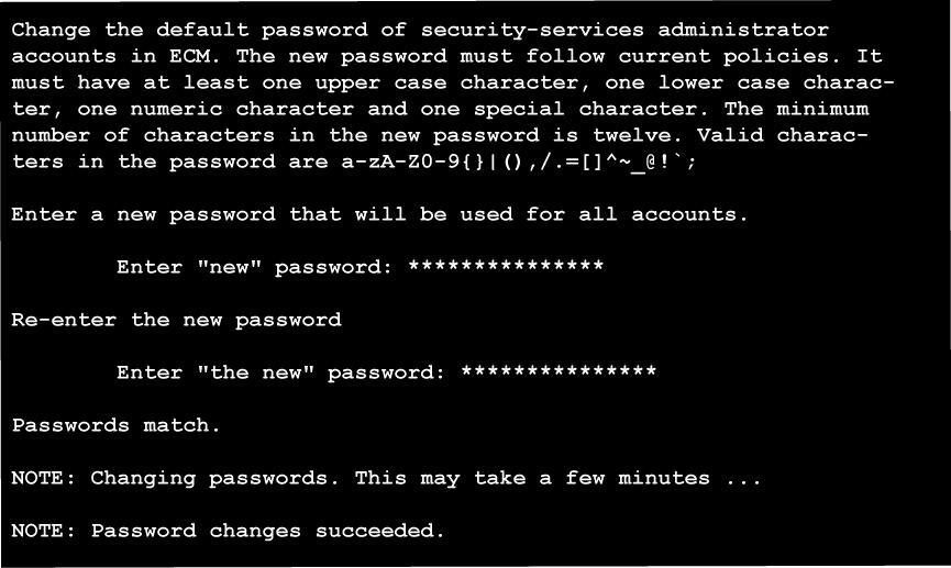 96 Installation and configuration of applications on Linux base Figure 95 Security services administrator default password window --End-- The installation takes approximately 30 minutes to complete.