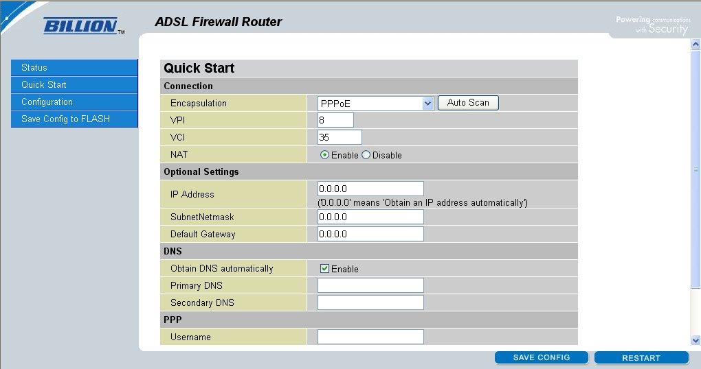 4.2 Quick Start For detailed instructions on configuring WAN settings, see the WAN section of this manual.