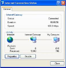 Step 6: Double-click on the icon to display your current Internet connection status.