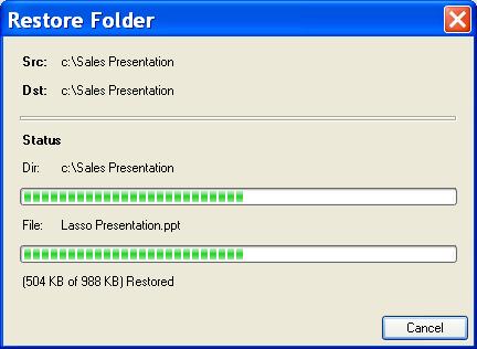 Step 3: This will leave you with only the current version of your document backed up on Lasso CDP (Figure 23). Figure 23 1.3.4 Restore Deleted Files Deleted files will be shown as grayed out icons on your main backup menu.