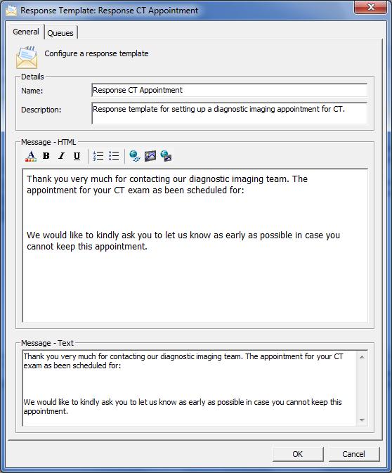 appropriate templates based on contact categorization or queue One click inserts template text