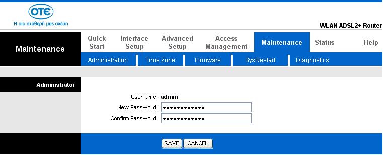 8. To change the password on device s login webpage, go to Maintenance -> Administration as below figure, then enter the new password to below figure twice, and SAVE it (write the password on a piece