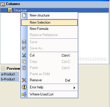 Right-Click on the Structure and select New Selection from the context menu.