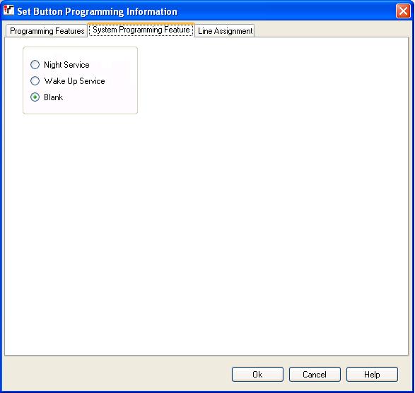 Configuration Settings: User Setup 3.3.1.2 System Programming Features This tab and its button functions are only for the first extension in the system.